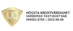 Högsta kreditvärdighet, Varbergs Fastighets AB, enligt UC Sigill. Logotyp