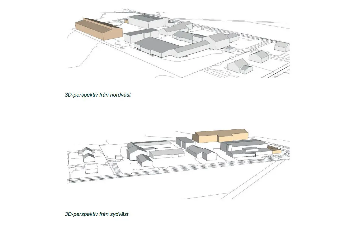 Väröbackaskolan, tilltänkt ritning i 3D