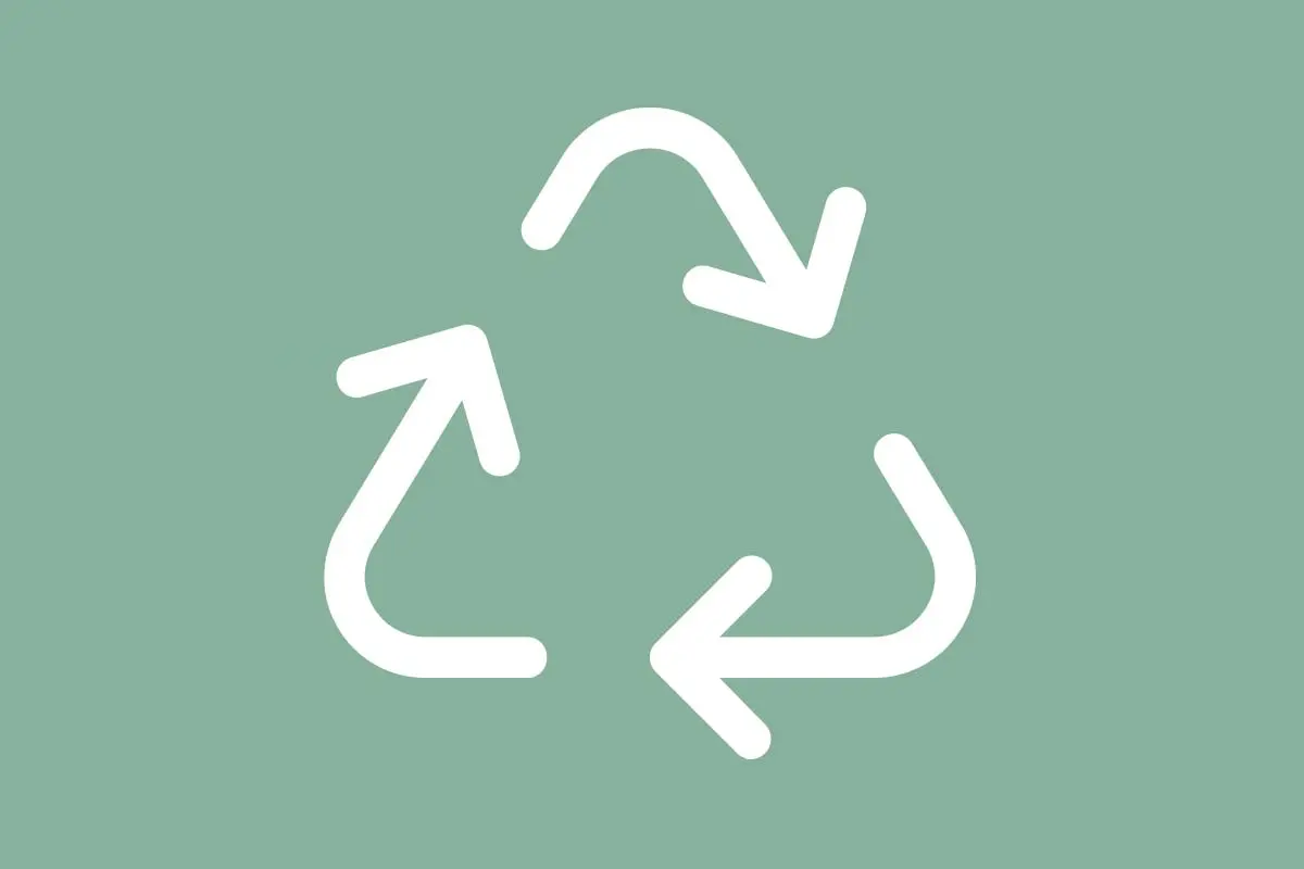 Icon för återvinning, pilar i en cirkel visualiserar ett kretslopp.