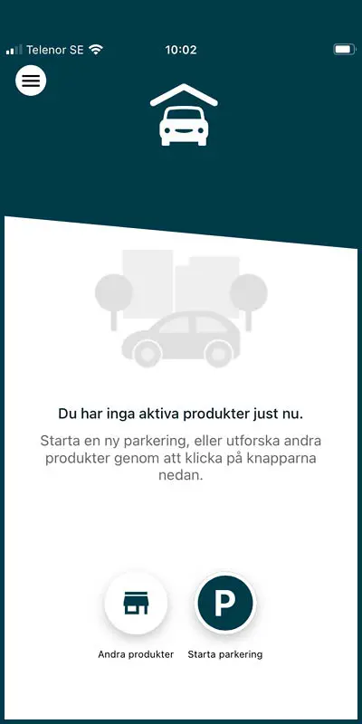 Skärmdump från appen, symbol för andra produkter